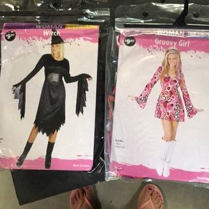 Set of 2 women’s costumes. Witch L. Groovy girl M